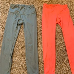 Green and peach leggings